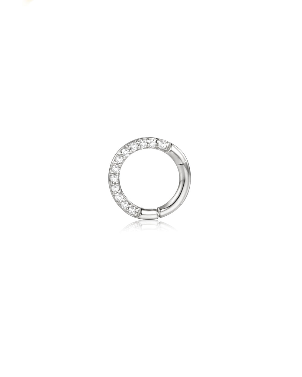 Covetear Pave' Diamond Clicker Hoop Earring#material_14k_WhiteGold