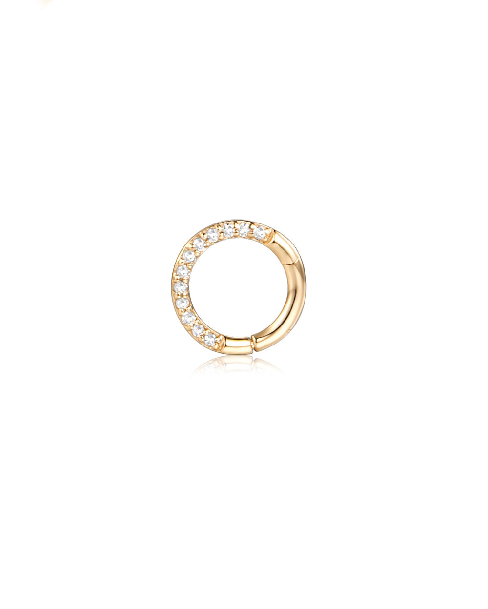 Covetear Pave' Diamond Clicker Hoop Earring#material_14k_Yellow_Gold