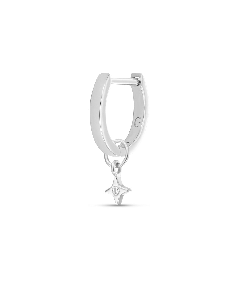 Covetear Starlight Solitaire Hoop Charm#material_14k_White_Gold