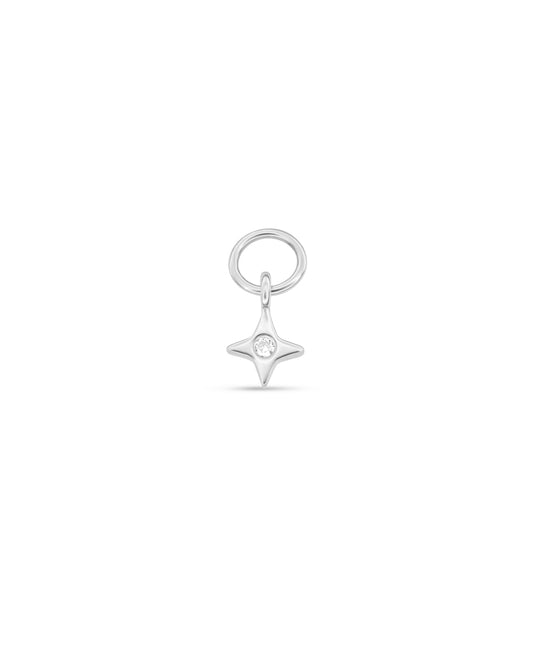 Covetear Starlight Solitaire Hoop Charm#material_14k_White_Gold