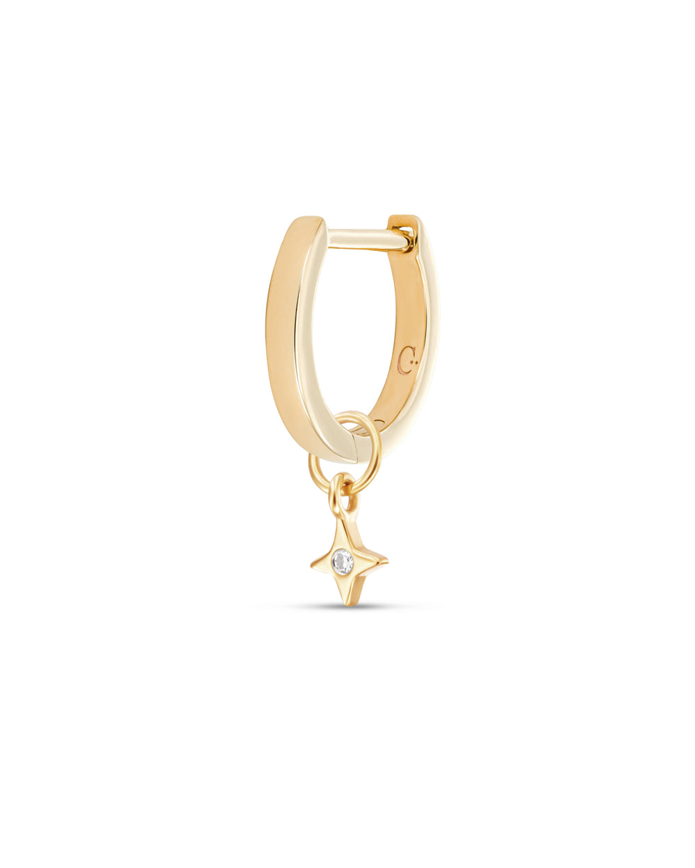 Covetear Starlight Solitaire Hoop Charm#material_14k_Yellow_Gold