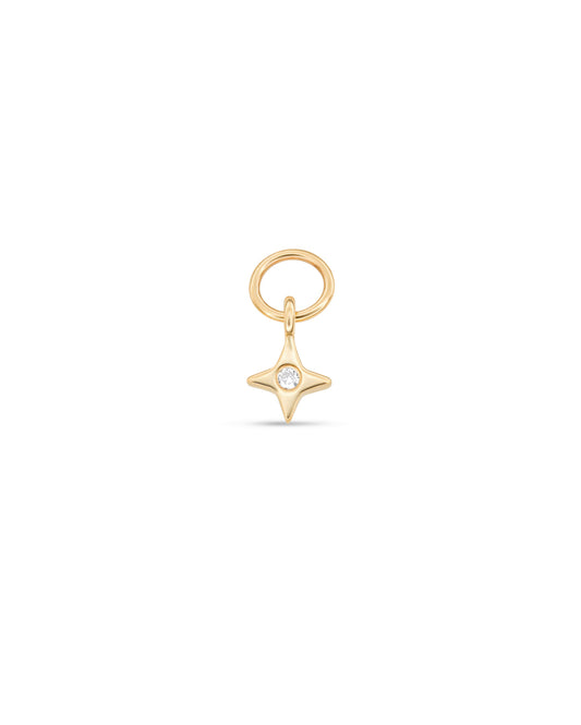 Covetear Starlight Solitaire Hoop Charm#material_14k_Yellow_Gold