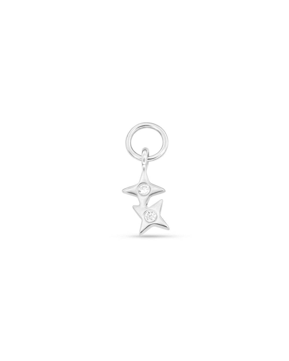 Covetear Starlight Duo Hoop Charm#material_14k_White_Gold