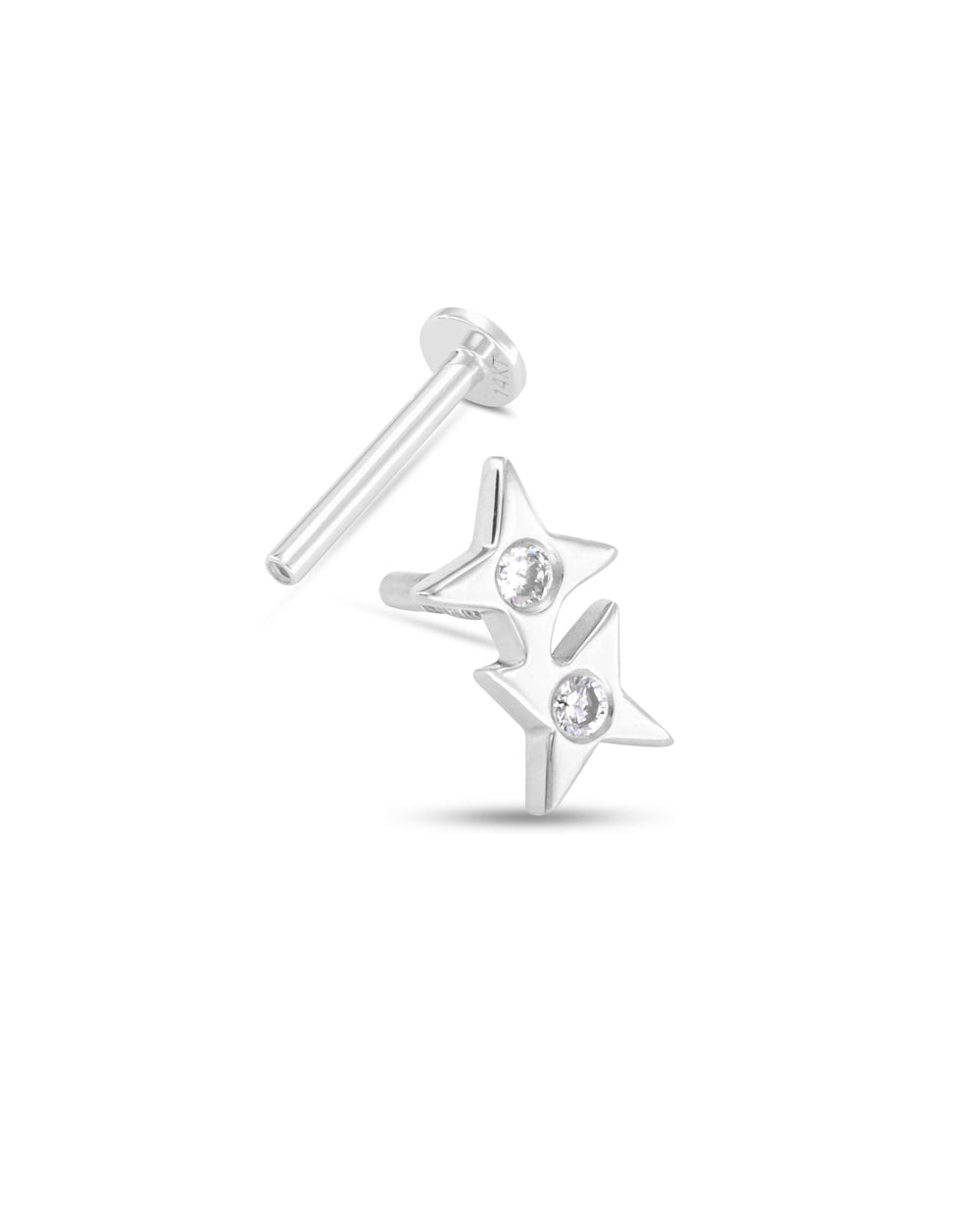 Covetear Starlight Duo Diamond Cartilage Earring#material_14k_White_Gold
