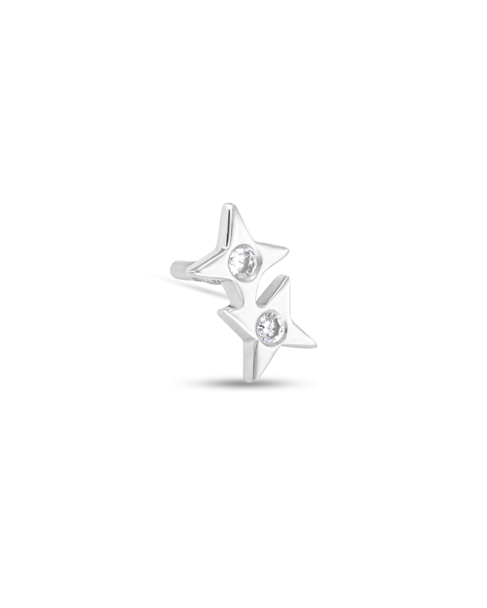 Covetear Starlight Duo Diamond Cartilage Earring#material_14k_White_Gold