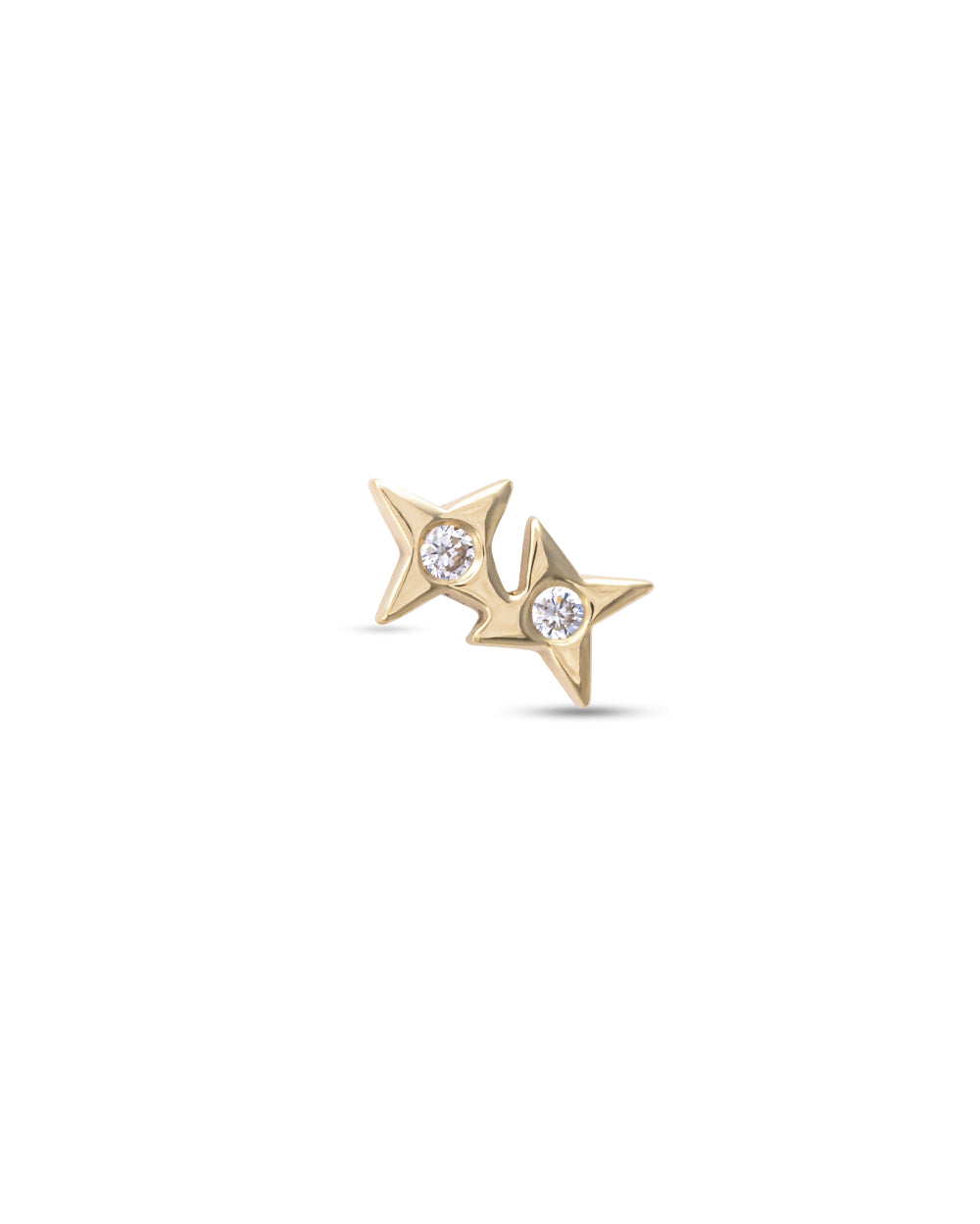 Covetear Starlight Duo Diamond Cartilage Earring#material_14k_Yellow_Gold