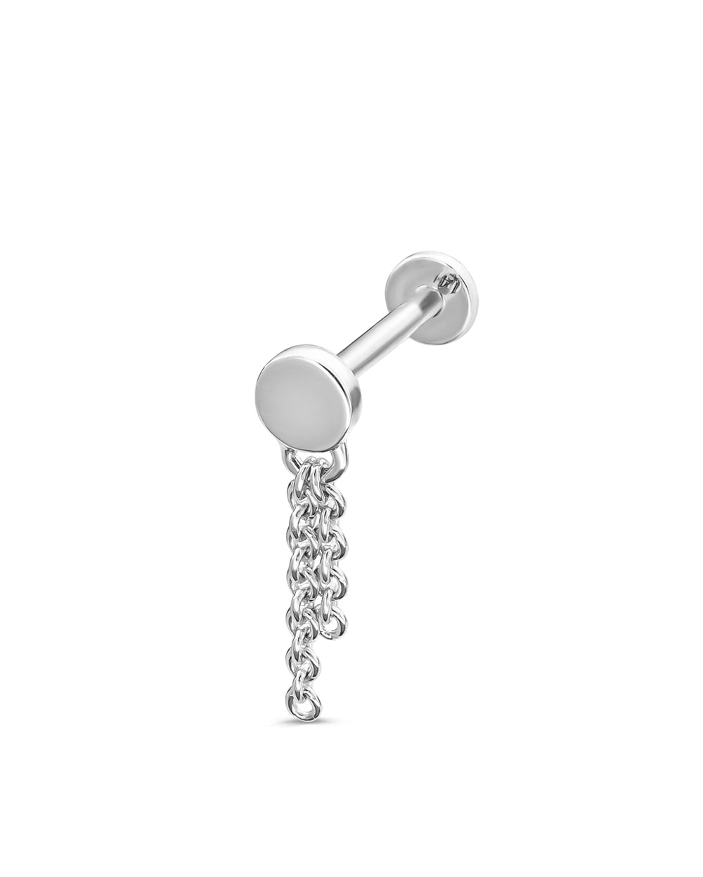 Covetear Taselle Disc Cartilage Earring#material_14k_white_Gold