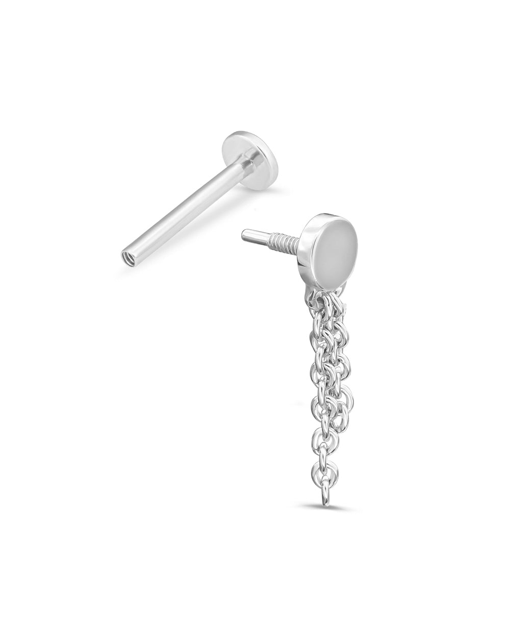 Covetear Taselle Disc Cartilage Earring#material_14k_white_Gold