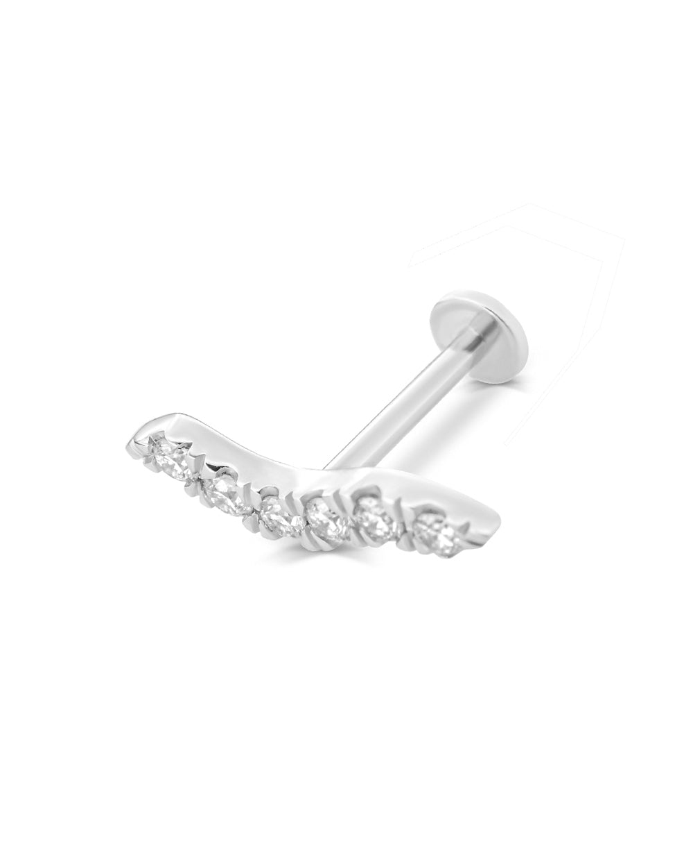 Covetear Wave Bar Diamond Cartilage Earring#material_14k_White_Gold