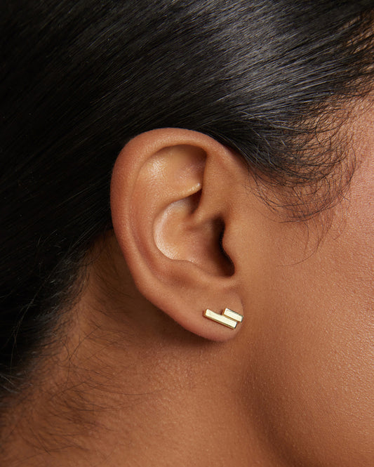 Covetear Duo Barre Earring Cartilage Earring#material_14k_Yellow_Gold