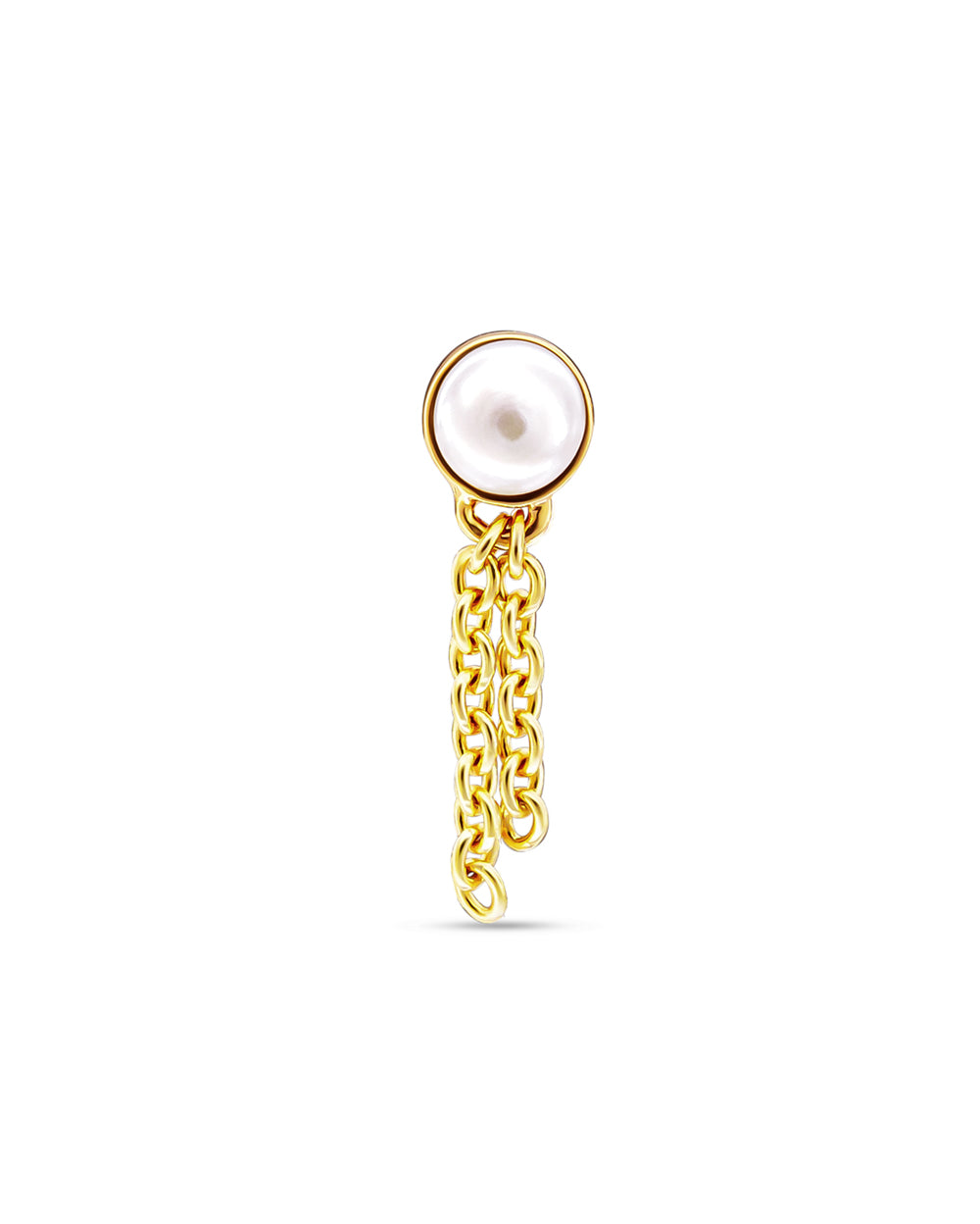 Covetear Taselle Pearl Cartilage Earring#material_14k_yellow_Gold