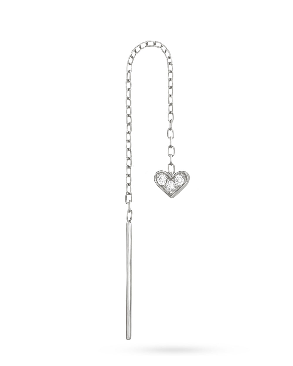 Diamond Heart Threader Earring #material_10k_White_Gold