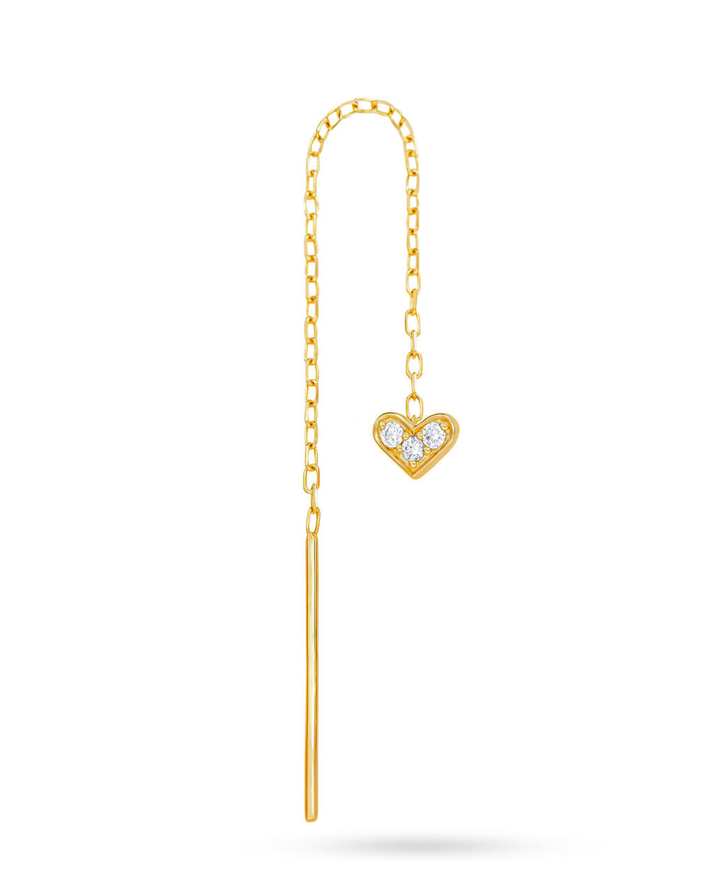 Diamond Heart Threader Earring #material_10k_Yellow_Gold